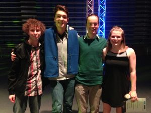 Pictured (left to right) are James Matheson (floorball), Lawrence Webster (Volleyball), Gabe Laing-Aiken (Underwater Hockey) and Qona Christie (Judo).